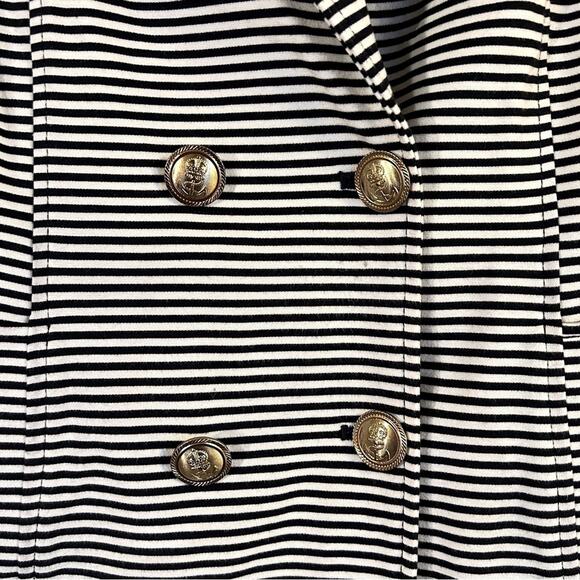 CAbi Navy/White Striped 3/4-Sleeve Double Breasted Blazer Jacket Size Medium - Picture 5 of 13